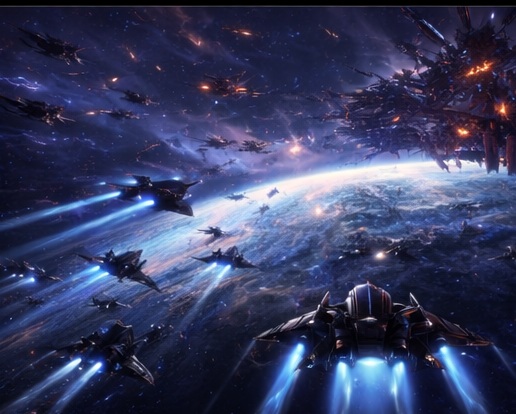 Billy and the Starfighters launching on their final approach toward the enemy stronghold above Earth